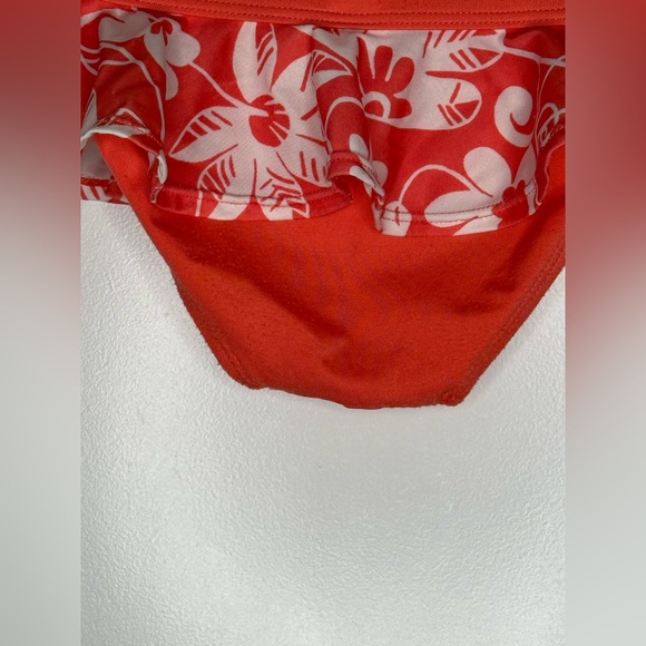 Hawaiian Floral Coral Colored Girls Bathing Suit Size 5T - Picture 8 of 8